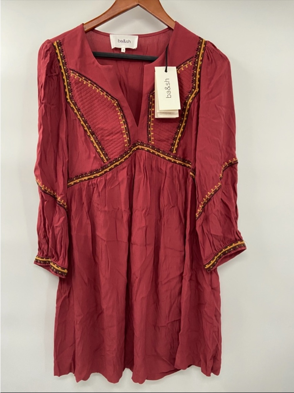 NWT Ba&Sh TULSIE Mini Dress in Red / brique size 2 / Medium boho - Picture 8 of 16